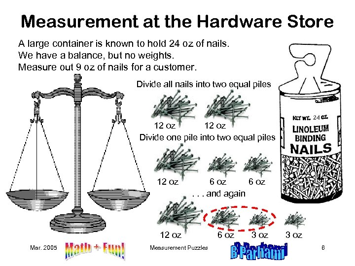 Measurement at the Hardware Store A large container is known to hold 24 oz