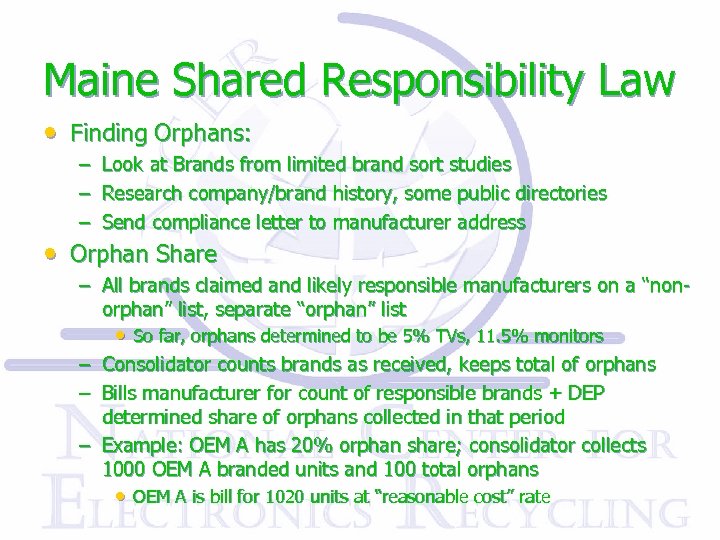 Maine Shared Responsibility Law • Finding Orphans: – – – Look at Brands from