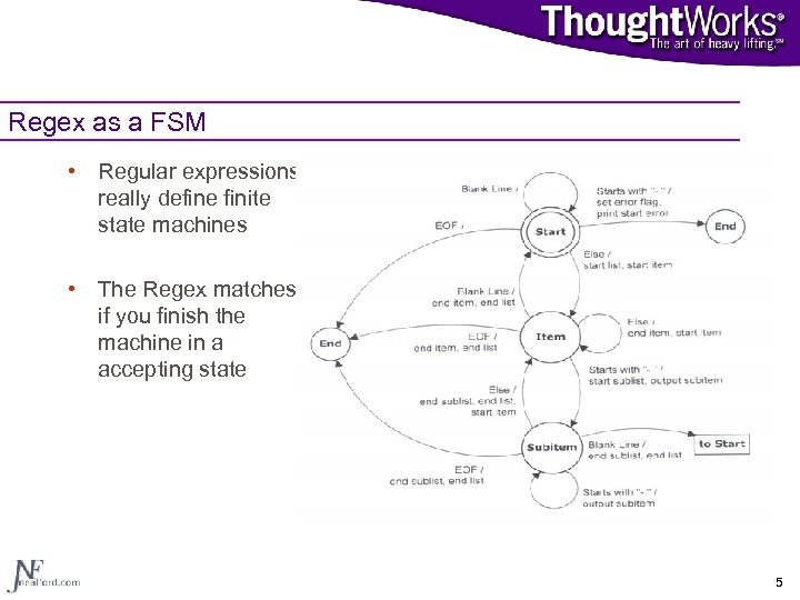 Regex as a FSM • Regular expressions really define finite state machines • The