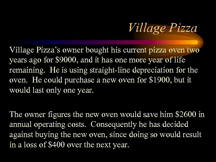 Village Pizza’s owner bought his current pizza oven two years ago for $9000, and