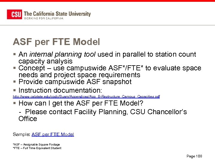ASF per FTE Model § An internal planning tool used in parallel to station