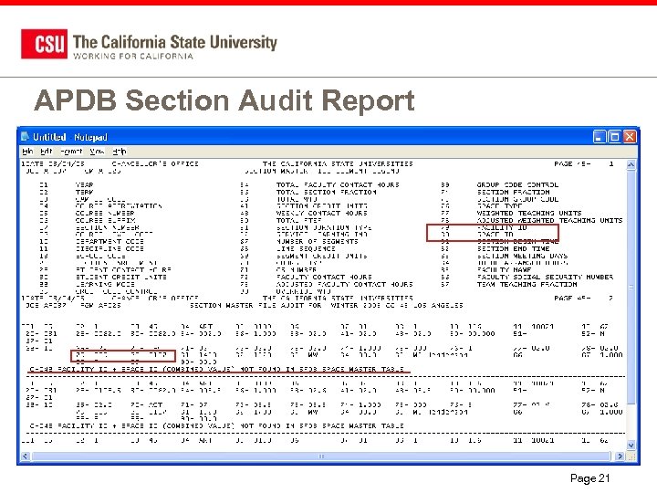 APDB Section Audit Report Page 21 