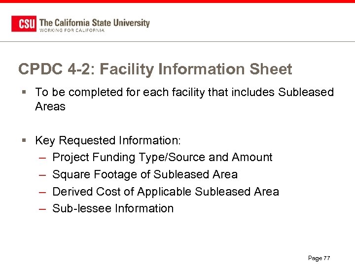 CPDC 4 -2: Facility Information Sheet § To be completed for each facility that