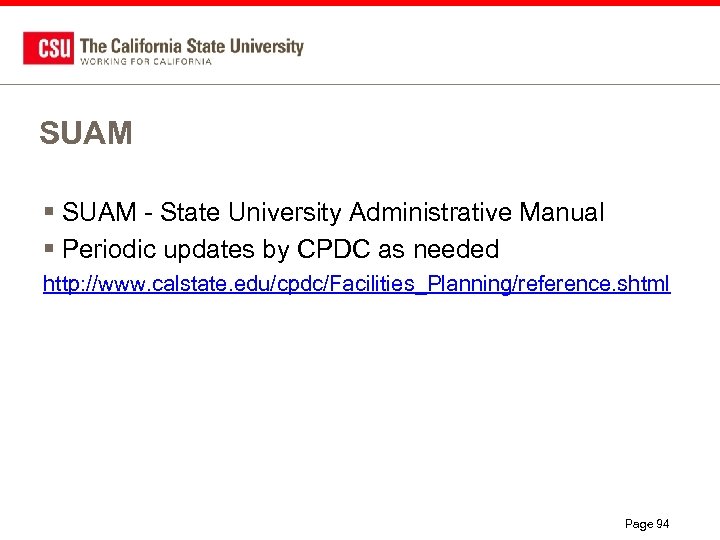 SUAM § SUAM - State University Administrative Manual § Periodic updates by CPDC as