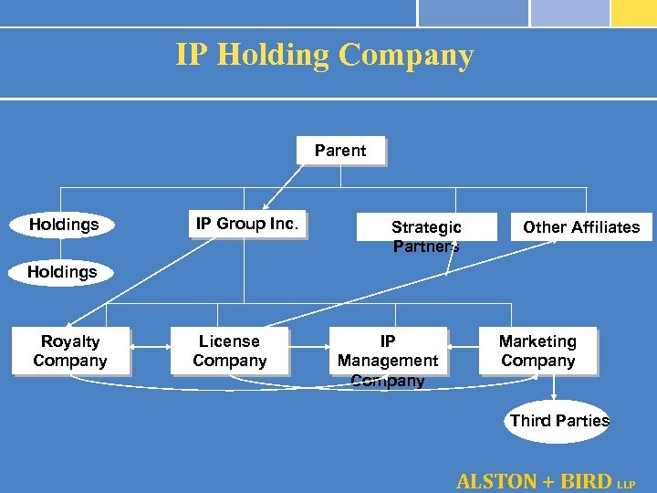 IP Holding Company Parent Holdings IP Group Inc. Strategic Partners Other Affiliates Holdings Royalty