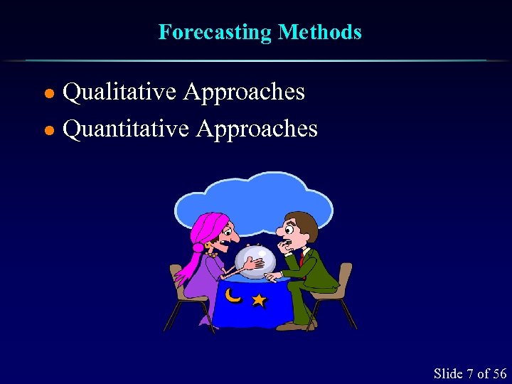 Forecasting Methods Qualitative Approaches l Quantitative Approaches l Slide 7 of 56 