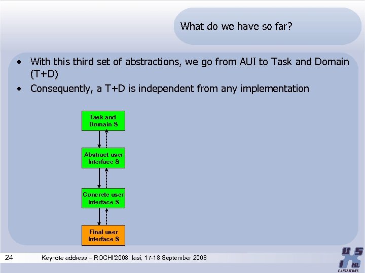 What do we have so far? • With this third set of abstractions, we