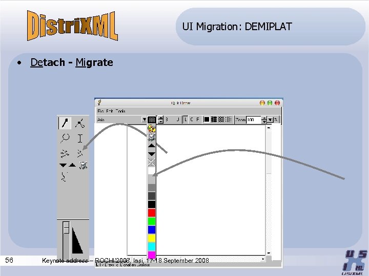 UI Migration: DEMIPLAT • Detach - Migrate 56 Keynote address – ROCHI’ 2008, Iasi,