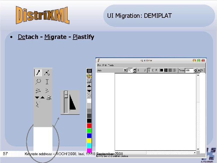 UI Migration: DEMIPLAT • Detach - Migrate - Plastify 57 Keynote address – ROCHI’