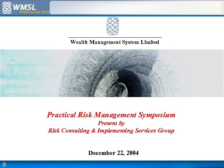 Wealth Management System Limited Practical Risk Management Symposium Present by Risk Consulting & Implementing