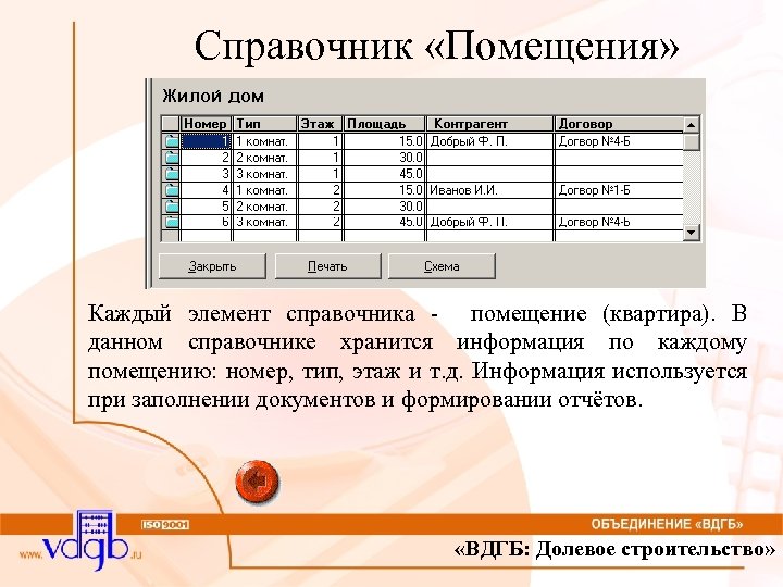 Выбор элемента справочника