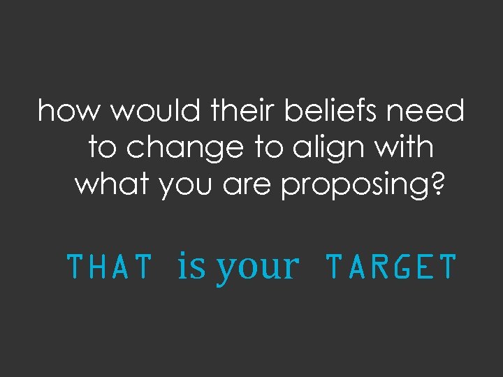 how would their beliefs need to change to align with what you are proposing?