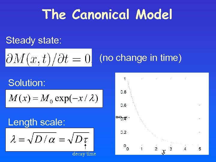 The Canonical Model Steady state: (no change in time) Solution: M(x ) Length scale: