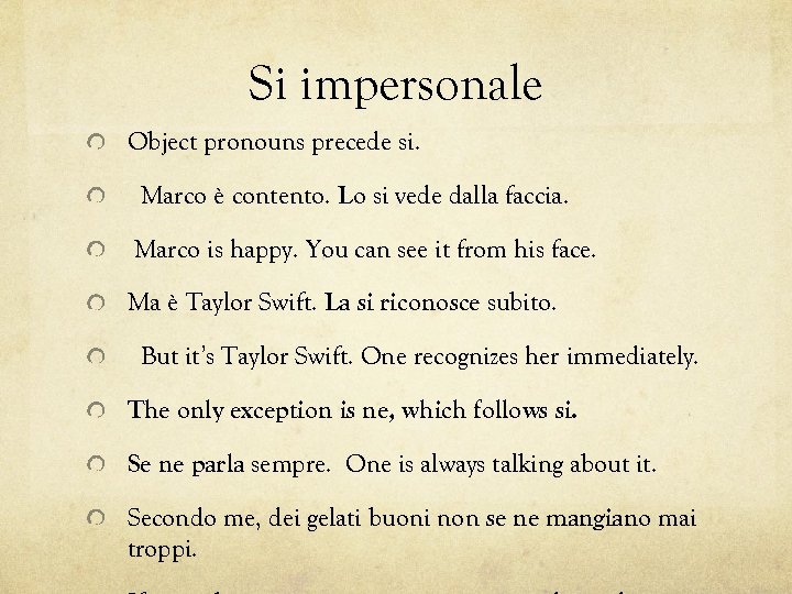 Si Impersonal And Passivante In Italian Impersonal Sentences