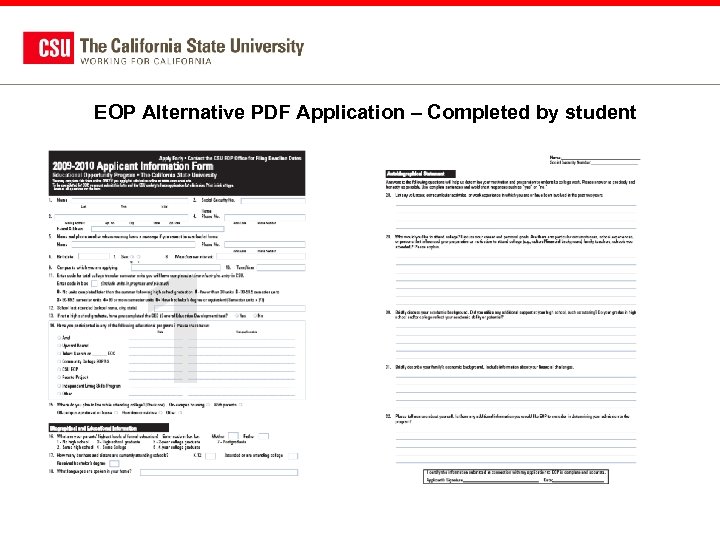 EOP Alternative PDF Application – Completed by student 