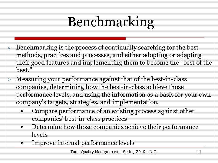 against benchmark meaning