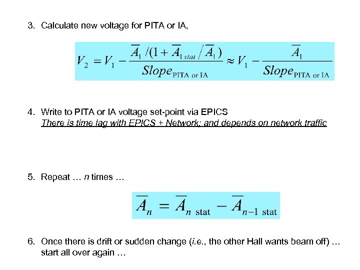 3. Calculate new voltage for PITA or IA, 4. Write to PITA or IA
