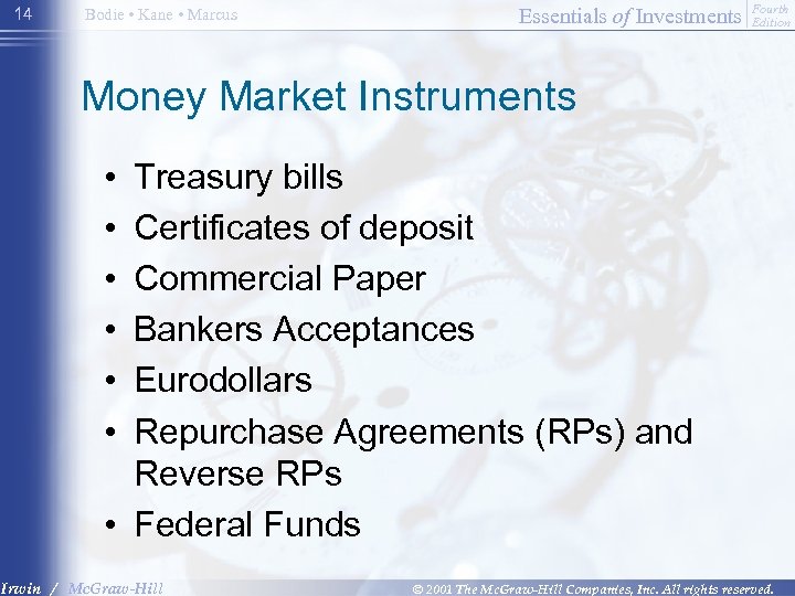 14 Bodie • Kane • Marcus Essentials of Investments Fourth Edition Money Market Instruments