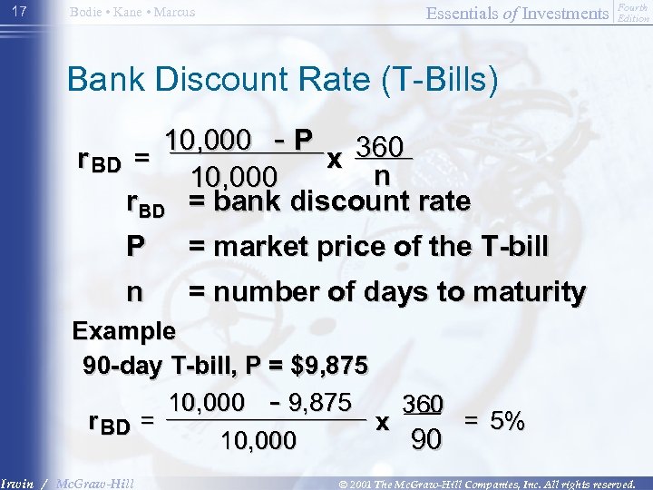 17 Essentials of Investments Bodie • Kane • Marcus Fourth Edition Bank Discount Rate