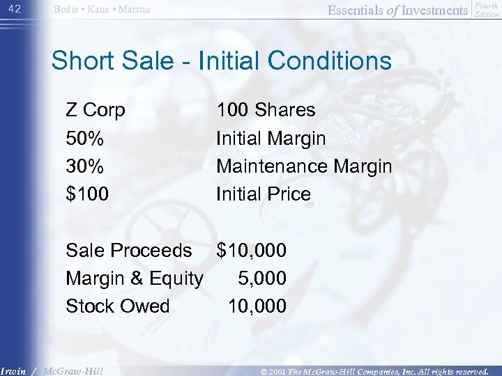 42 Essentials of Investments Bodie • Kane • Marcus Fourth Edition Short Sale -