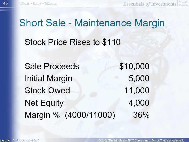 43 Essentials of Investments Bodie • Kane • Marcus Fourth Edition Short Sale -