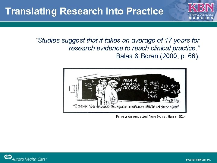 Translating Research into Practice “Studies suggest that it takes an average of 17 years