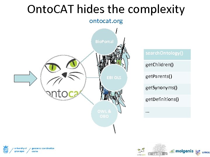 Onto. CAT hides the complexity ontocat. org Bio. Portal search. Ontology() get. Children() EBI