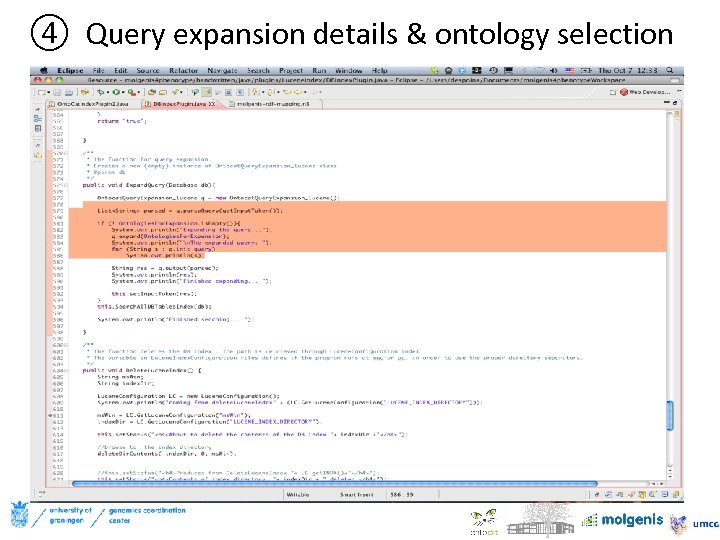 ④ Query expansion details & ontology selection Ontologies used 