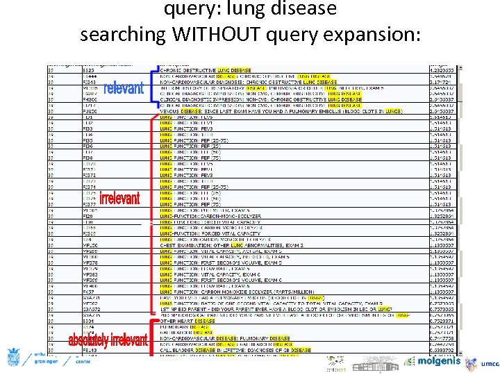 query: lung disease searching WITHOUT query expansion: 