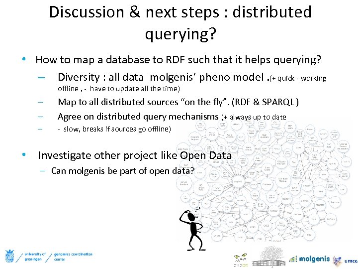 Discussion & next steps : distributed querying? • How to map a database to
