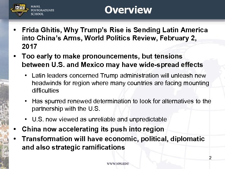 Overview • Frida Ghitis, Why Trump’s Rise is Sending Latin America into China’s Arms,