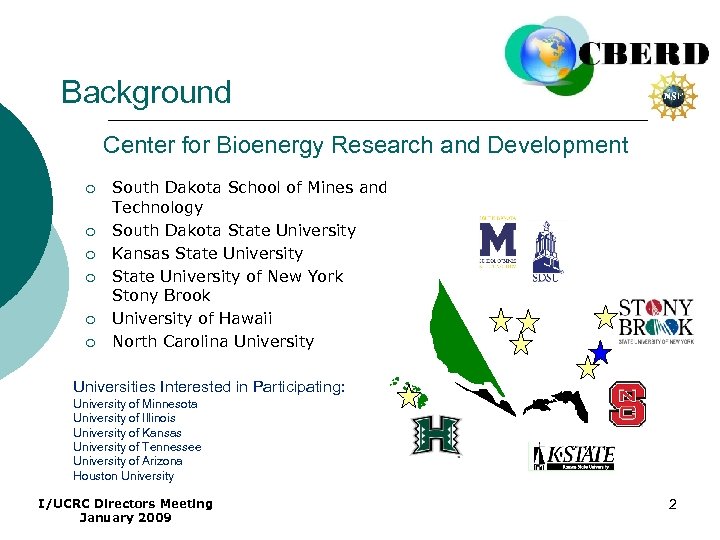 Background Center for Bioenergy Research and Development ¡ ¡ ¡ South Dakota School of