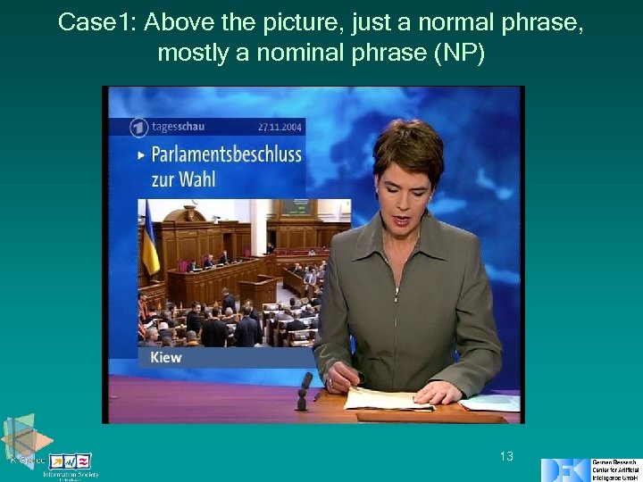 Case 1: Above the picture, just a normal phrase, mostly a nominal phrase (NP)