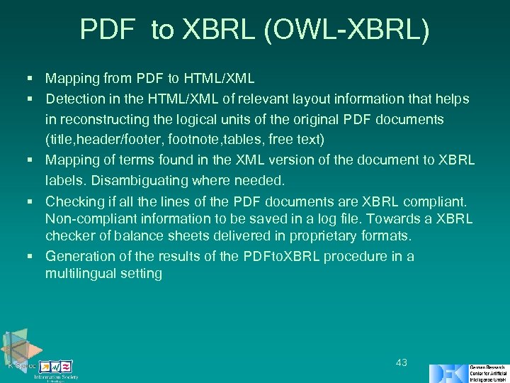 PDF to XBRL (OWL-XBRL) § Mapping from PDF to HTML/XML § Detection in the