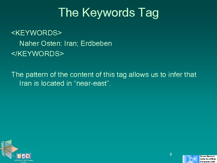 The Keywords Tag <KEYWORDS> Naher Osten: Iran; Erdbeben </KEYWORDS> The pattern of the content