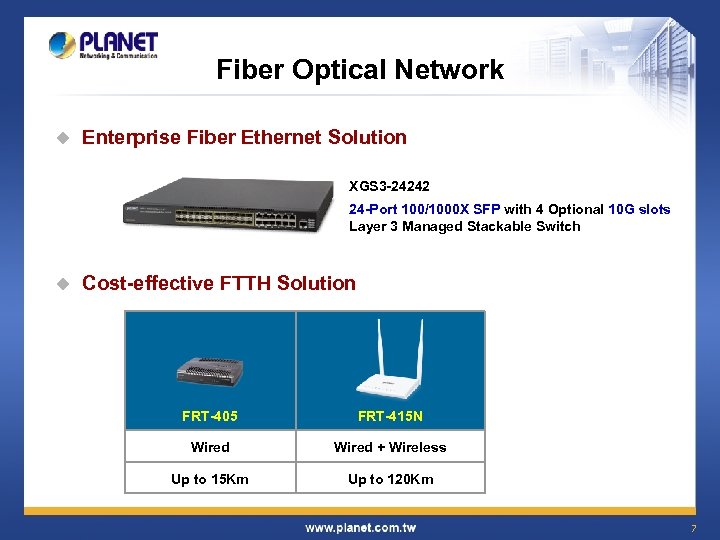 Fiber Optical Network u Enterprise Fiber Ethernet Solution XGS 3 -24242 24 -Port 100/1000