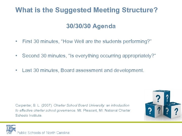 What is the Suggested Meeting Structure? 30/30/30 Agenda • First 30 minutes, “How Well