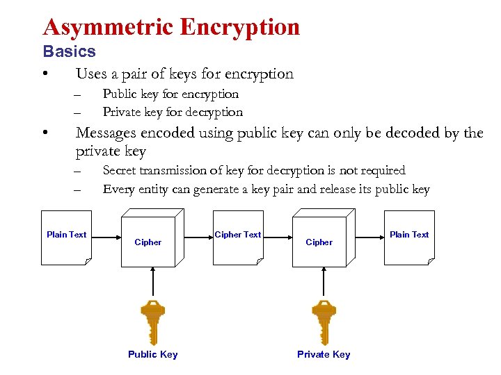 Asymmetric Encryption Basics • Uses a pair of keys for encryption – – •