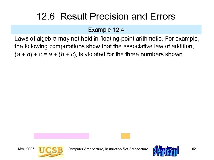 12. 6 Result Precision and Errors Example 12. 4 Laws of algebra may not