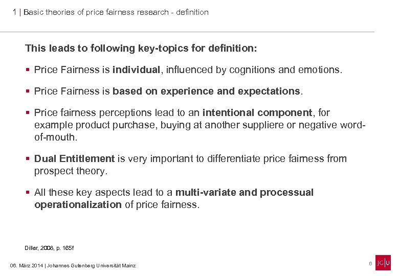 1 | Basic theories of price fairness research - definition This leads to following