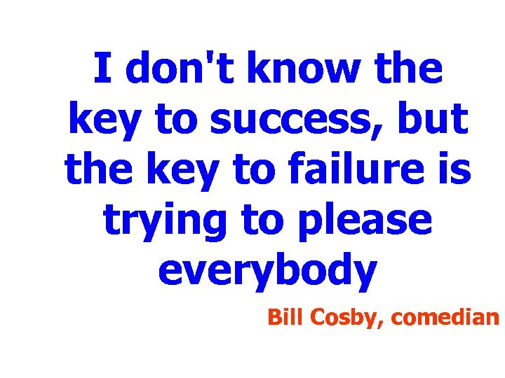 I don't know the key to success, but the key to failure is trying