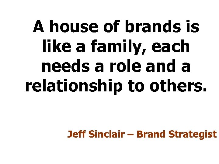 A house of brands is like a family, each needs a role and a