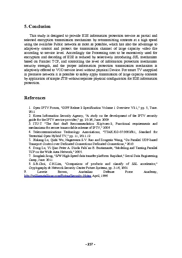 5. Conclusion This study is designed to provide E 2 E information protection service