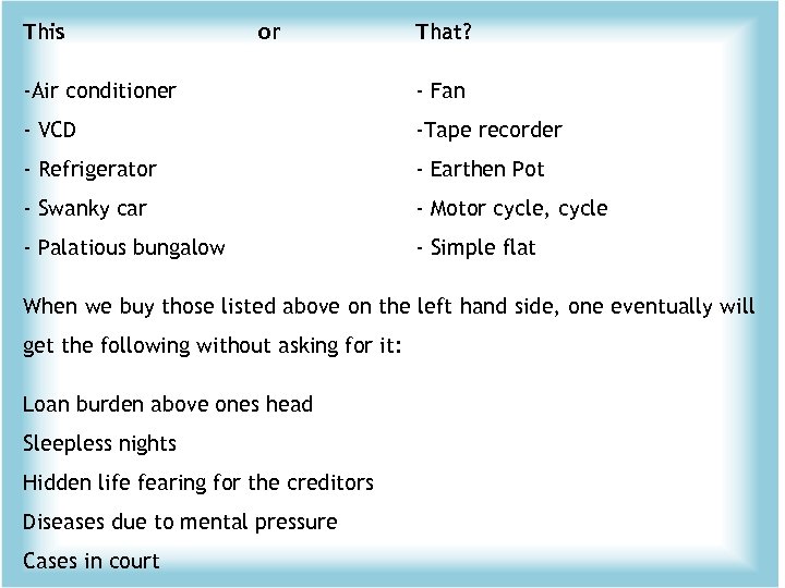 This or That? -Air conditioner - Fan - VCD -Tape recorder - Refrigerator -