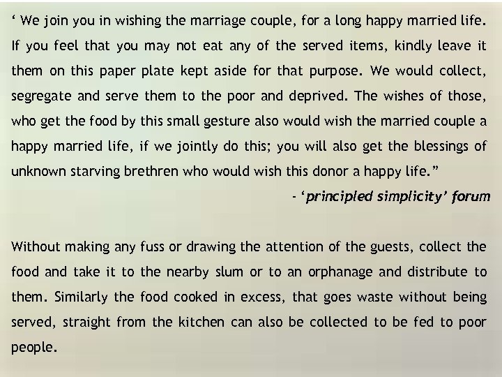 ‘ We join you in wishing the marriage couple, for a long happy married