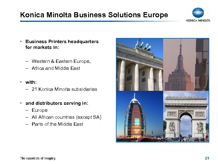 Konica Minolta Business Solutions Europe • Business Printers headquarters for markets in: – Western