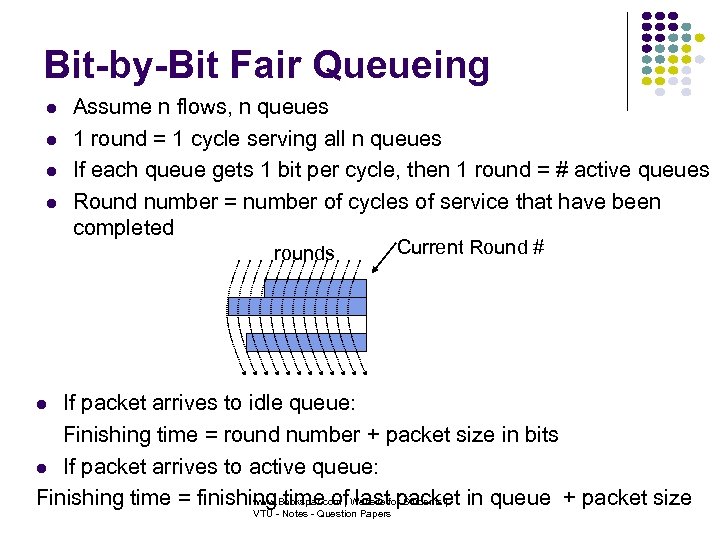 Bit-by-Bit Fair Queueing Assume n flows, n queues 1 round = 1 cycle serving