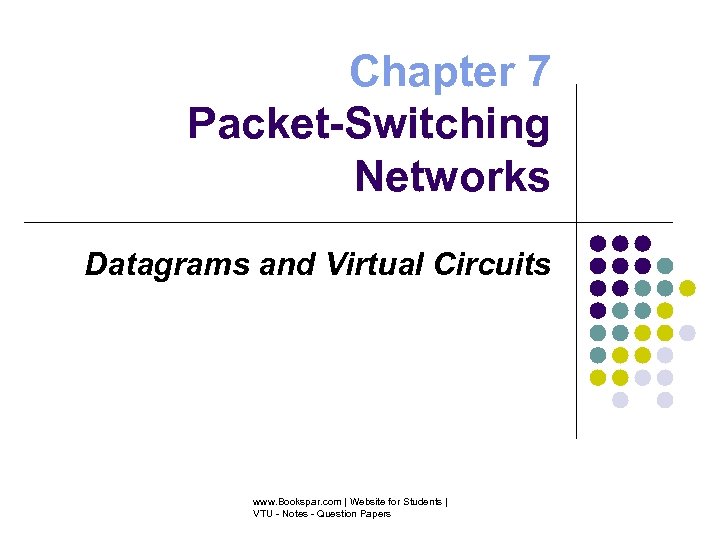 Chapter 7 Packet-Switching Networks Datagrams and Virtual Circuits www. Bookspar. com | Website for