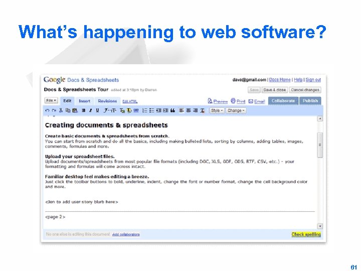 What’s happening to web software? 61 