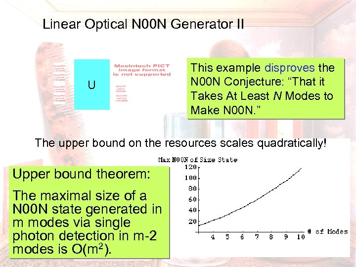 Linear Optical N 00 N Generator II U This example disproves the N 00